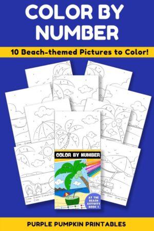 10-Page Color By Number At The Beach Activity Book 1 (Print-at-Home)