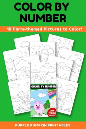 10-Page Color By Number Farm Animals Activity Book 1 (Print-at-Home)