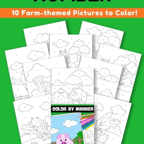 10-Page Color By Number Farm Animals Activity Book 1 (Print-at-Home)