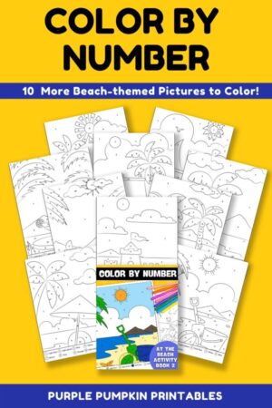 10-Page Color By Number At The Beach Activity Book 2 (Print-at-Home)