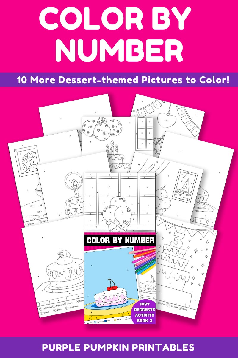10-Page Color By Number Just Desserts Activity Book 2 (Print-at-Home)
