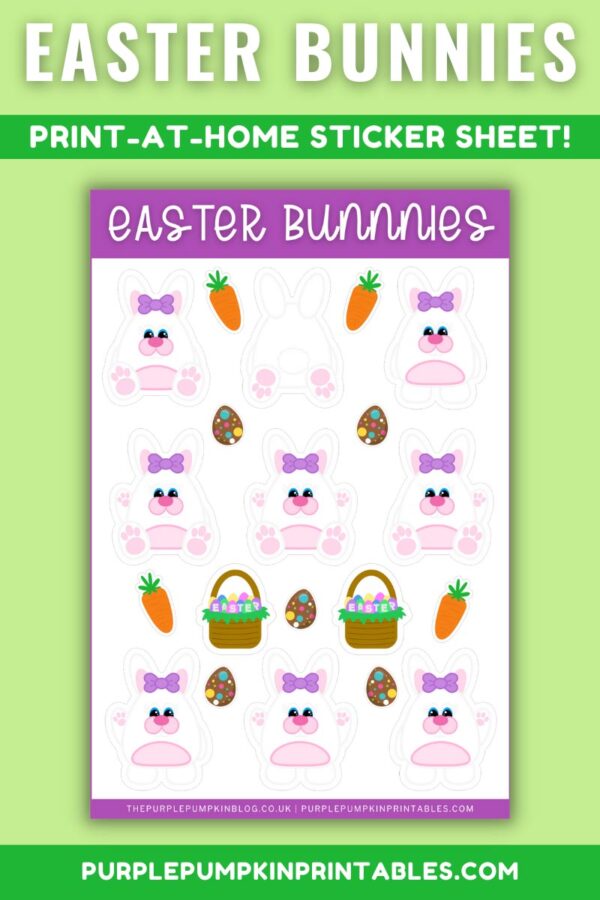 Ear Bow Easter Bunnies Print at Home Sticker Sheet