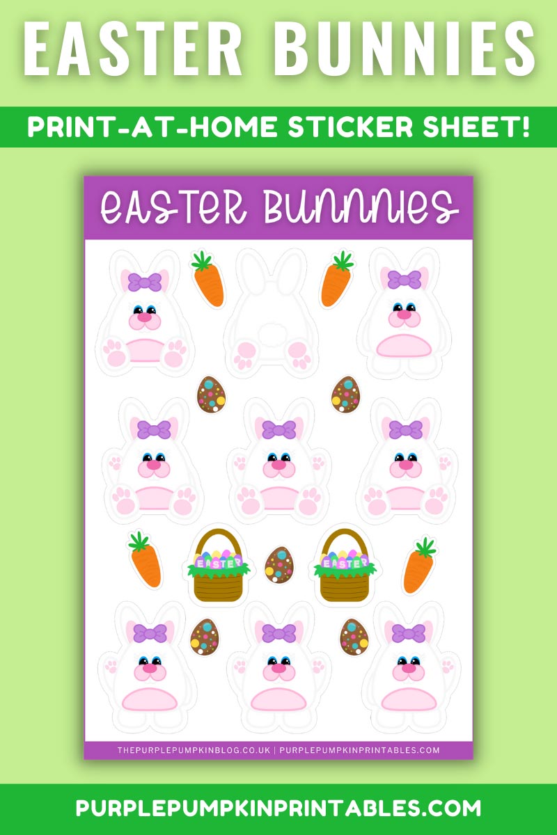 Digital & Printable Girl/Ear Bow Easter Bunnies Sticker Sheet