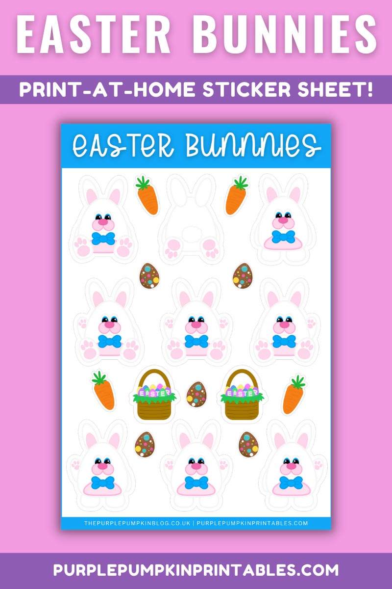Digital & Printable Boy/Bow Tie Easter Bunnies Sticker Sheet