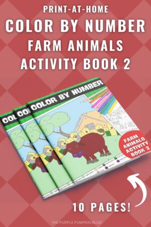 Print-at-Home Color By Number Farm Animals Activity Book 2