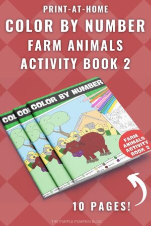 10-Page Color By Number Farm Animals Activity Book 2 (Print-at-Home)