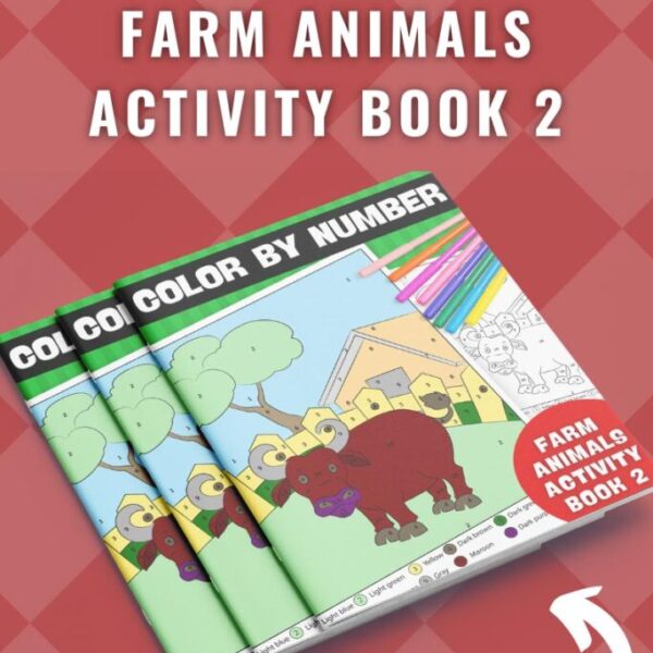 10-Page Color By Number Farm Animals Activity Book 2 (Print-at-Home)