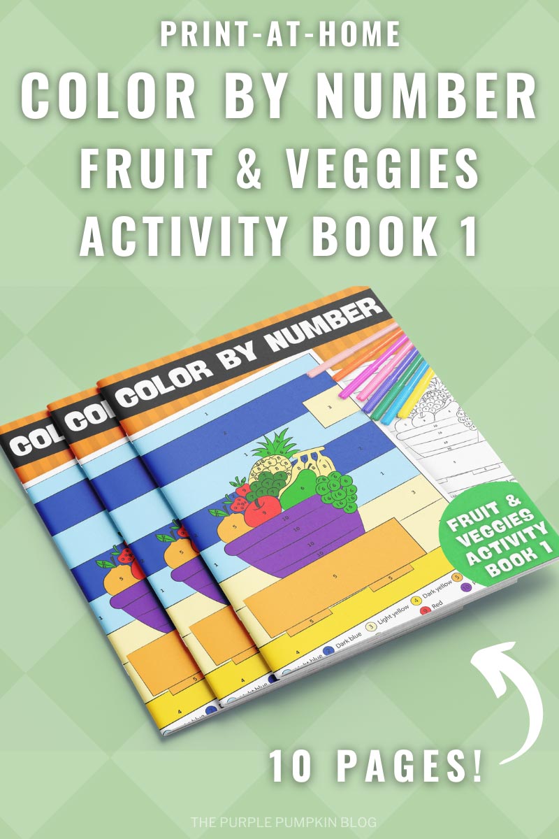 10-Page Color By Number Fruit & Veggies Activity Book 1 (Print-at-Home)