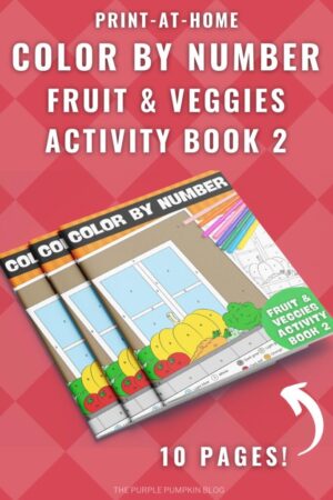 10-Page Color By Number Fruit & Veggies Activity Book 2 (Print-at-Home)