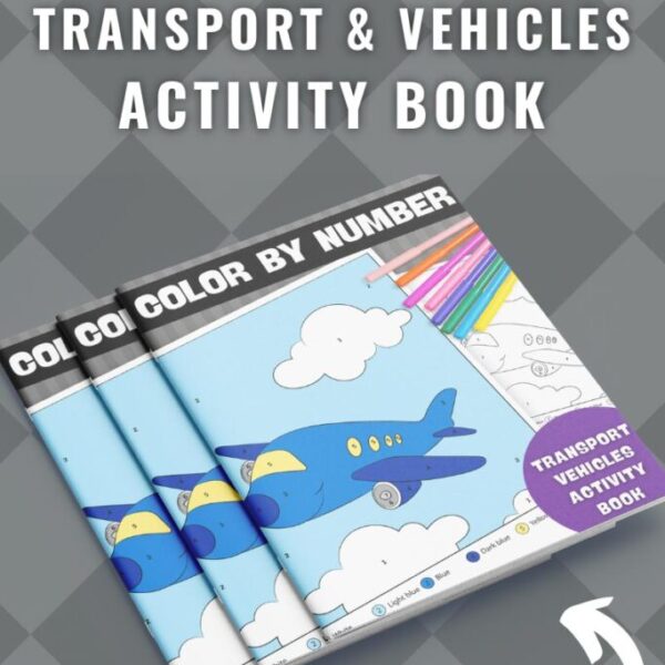10-Page Color By Number Transport & Vehicles Activity Book (Print-at-Home)