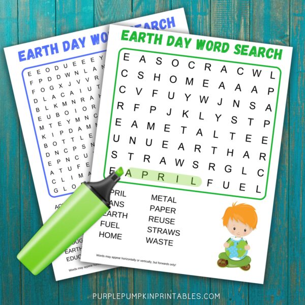 Printable Earth Day Word Search (Earth Day Activity Pack)