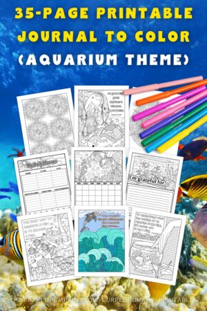 35-Page Printable Journal to Color (Aquarium Theme)