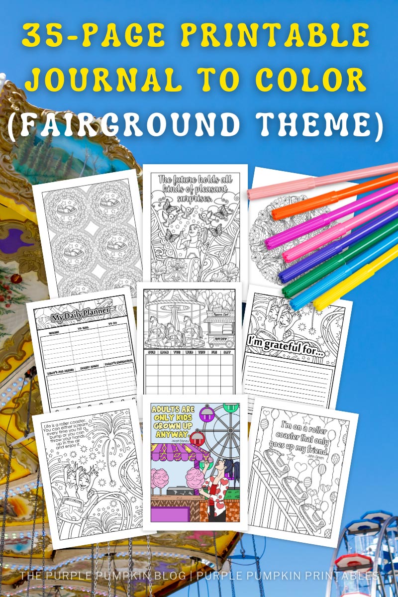Fairground Themed Printable Journal To Color (Printable Planner)