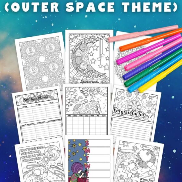Outer Space Themed Printable Journal To Color (Printable Planner)