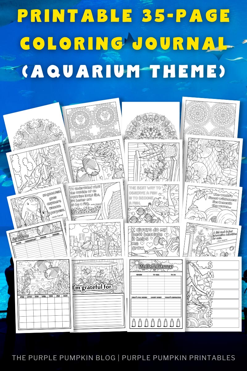 Aquarium Themed Printable Journal To Color (Printable Planner)