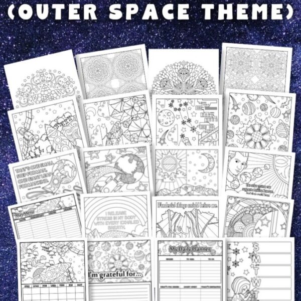 Outer Space Themed Printable Journal To Color (Printable Planner)