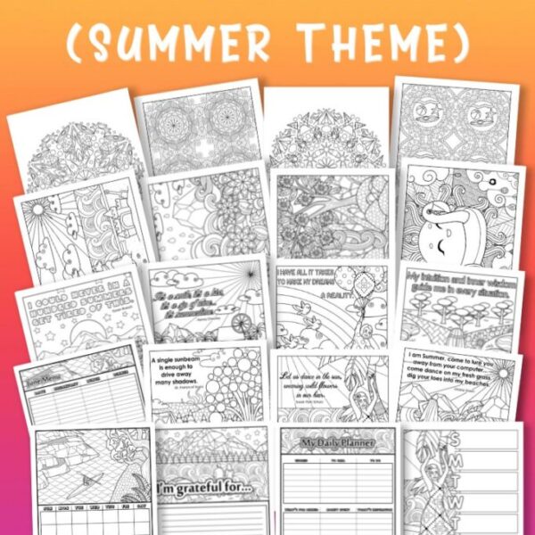 Summer Themed Printable Journal To Color (Printable Planner)