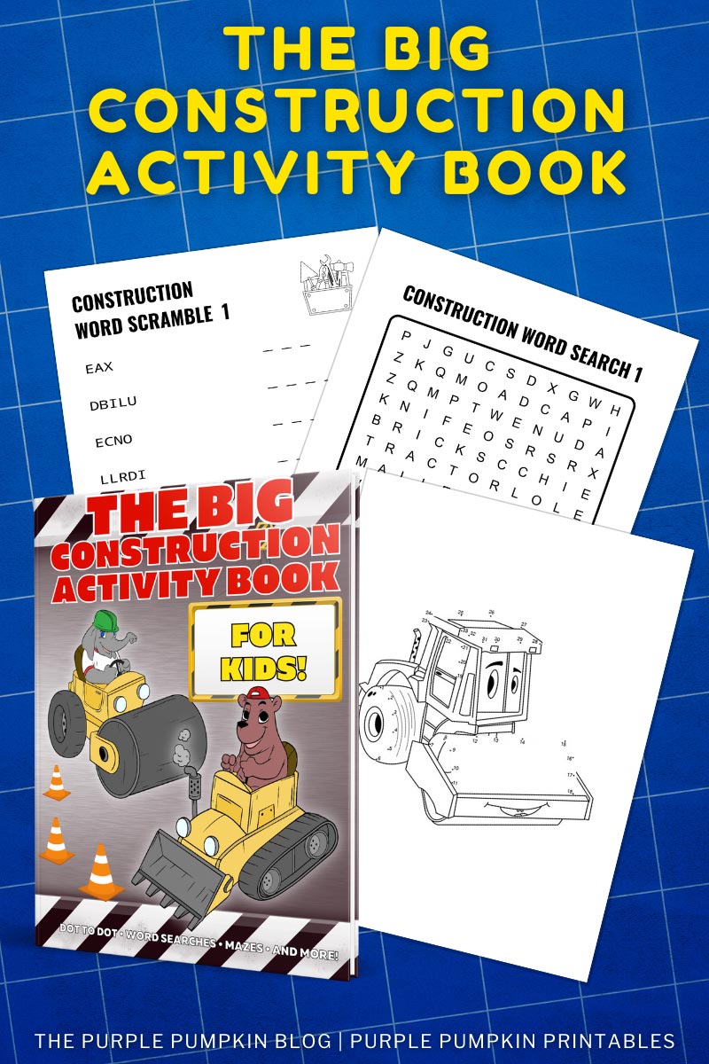 62-Page Printable Big Construction Activity Book For Kids