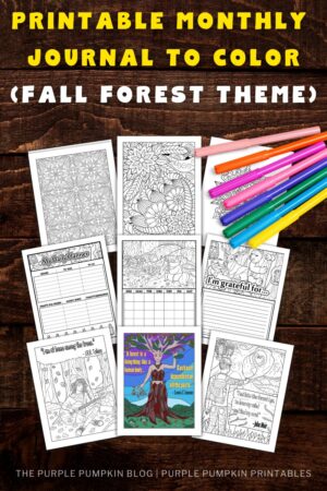 Printable Monthly Journal to Color (Fall Forest Theme)