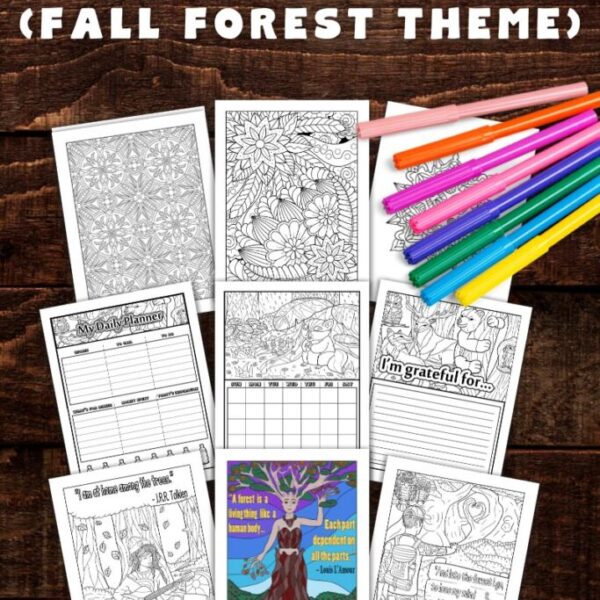 Fall Forest Themed Printable Journal To Color (Printable Planner)