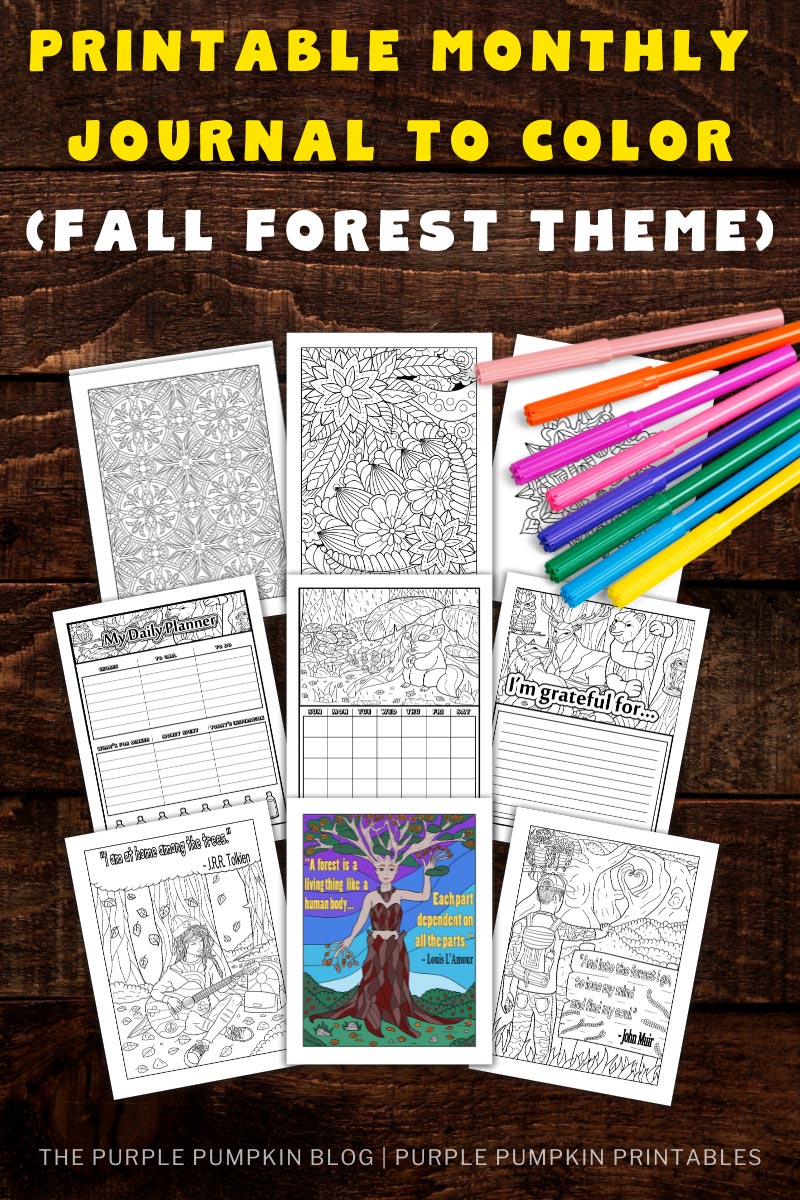 Fall Forest Themed Printable Journal To Color (Printable Planner)