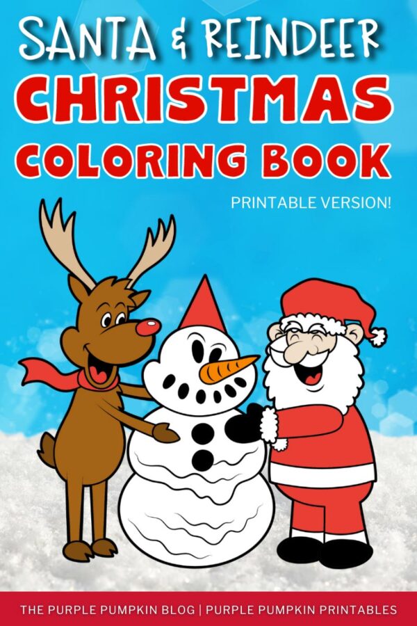 Santa & Reindeer Christmas Coloring Book Printable Version