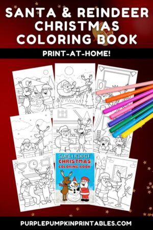 30-Page Printable Santa & Reindeer Coloring Book for Kids!