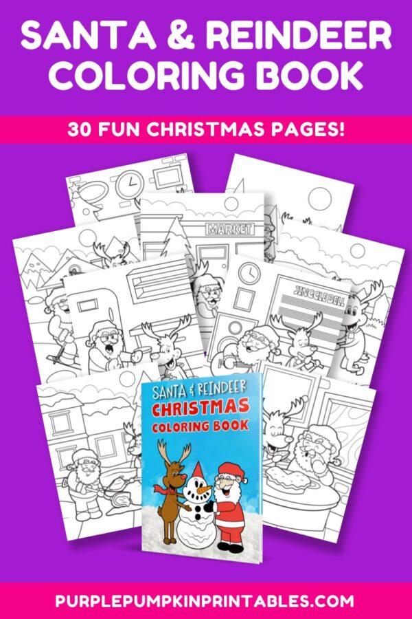 Santa & Reindeer Coloring Book - 30 Fun Christmas Pages!
