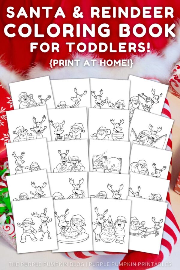 Santa & Reindeer Coloring Book for Toddlers! (Print at Home)