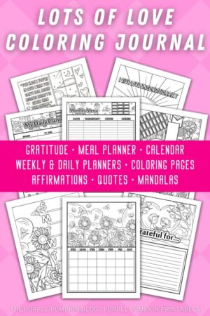Lots of Love Themed Printable Journal To Color (Printable Planner)