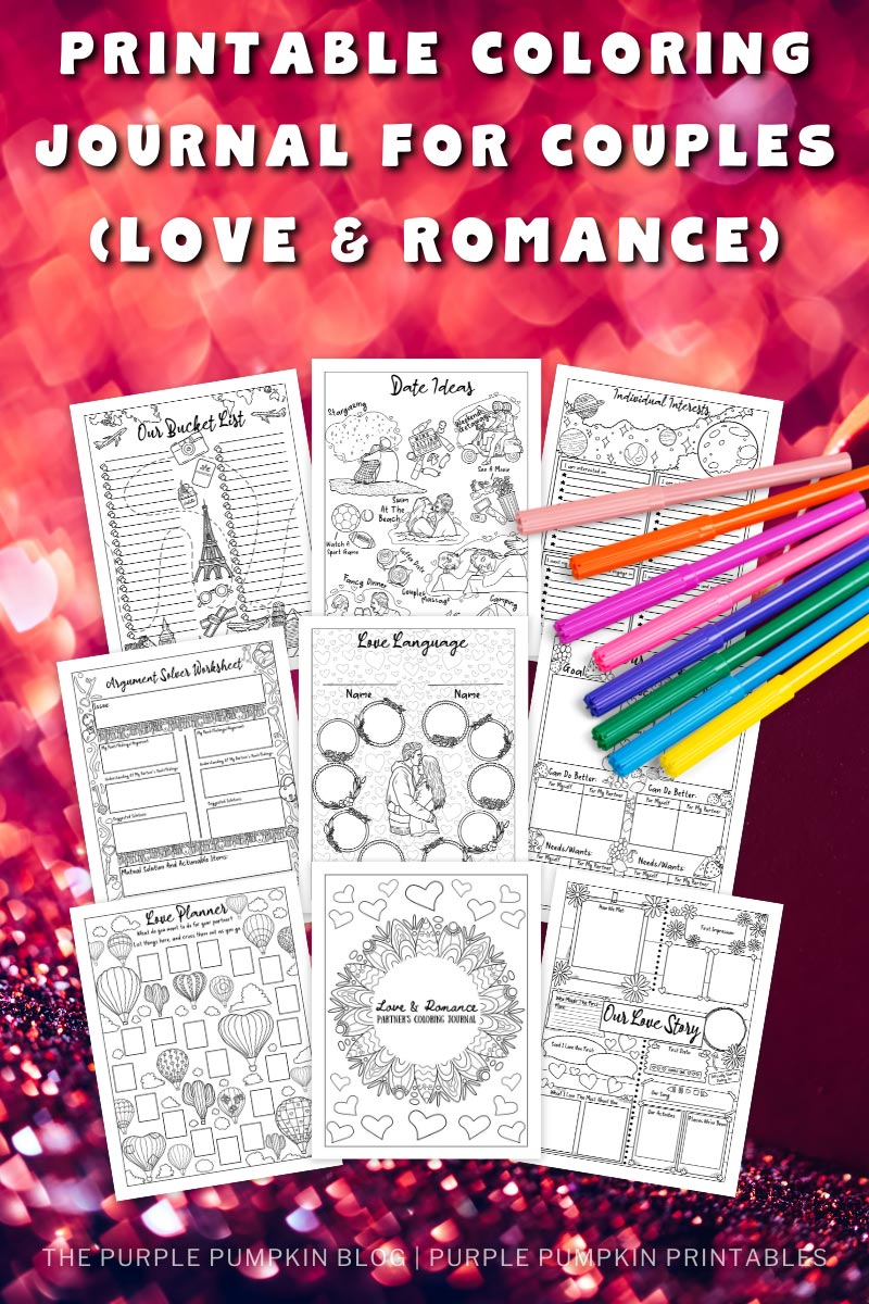 Printable Coloring Journal for Couples - Love & Romance