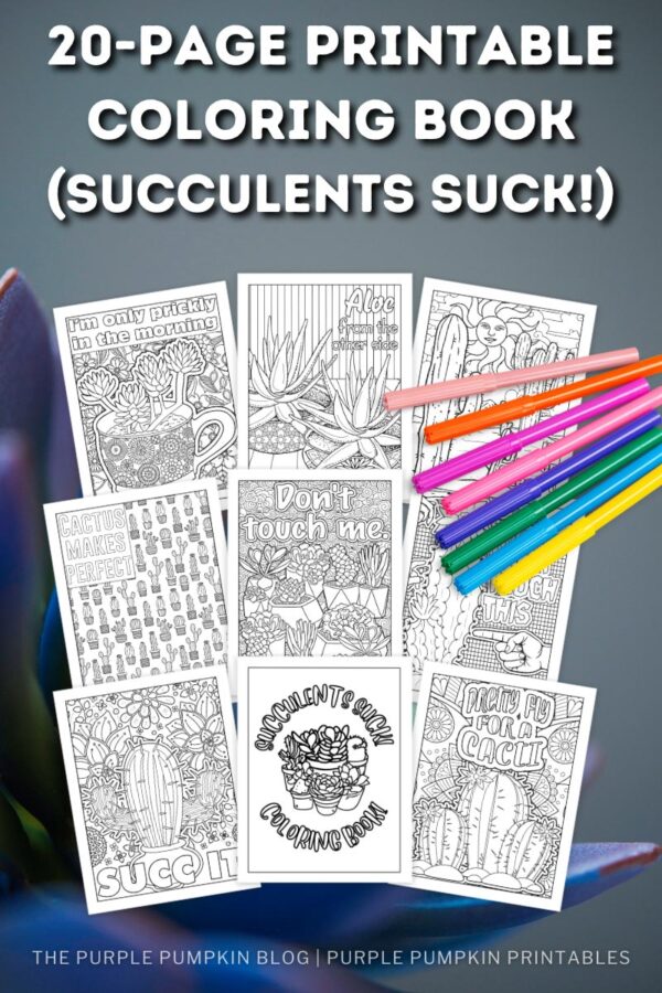 20-Page Printable Coloring Book (Succulents Suck!)