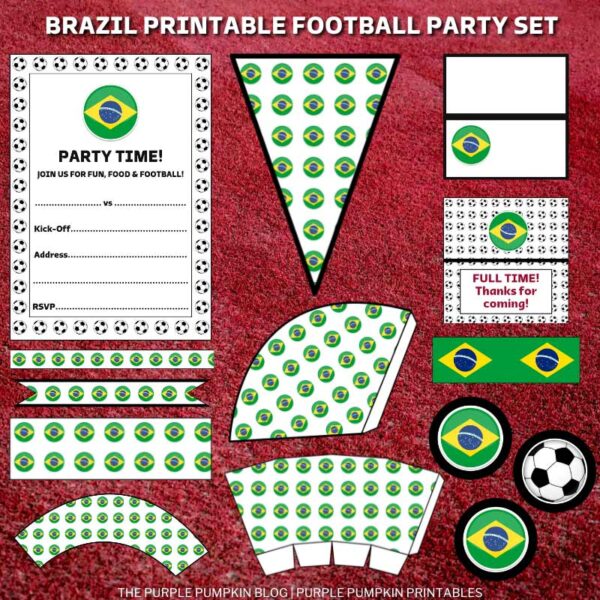 Brazil Printable Football Party Set