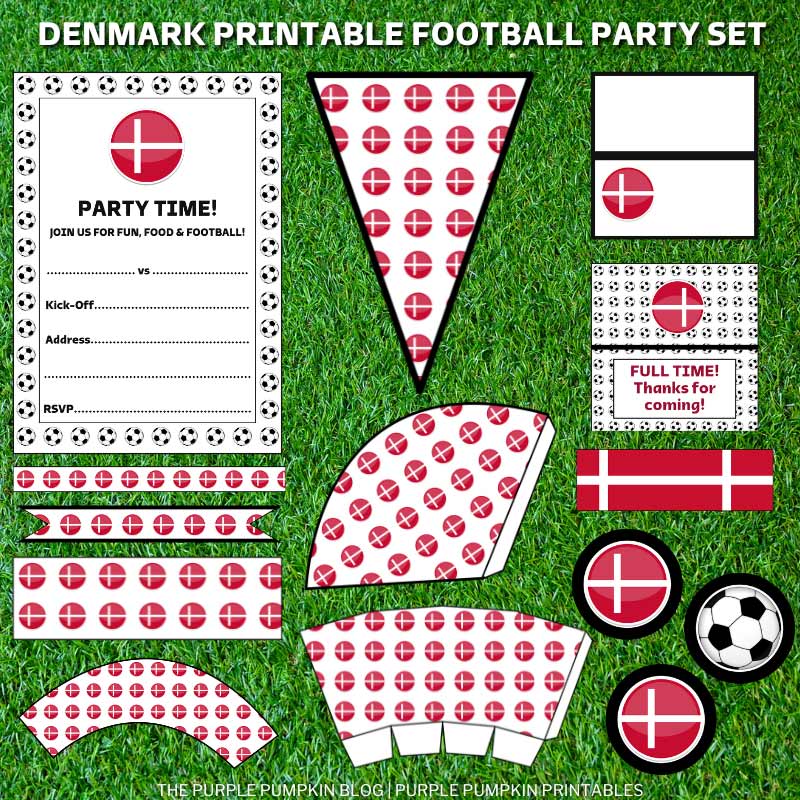Printable Denmark Football Party Set (World Cup)