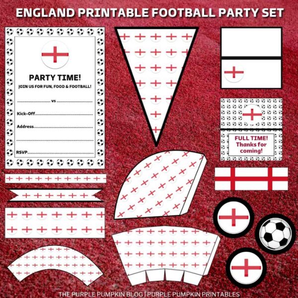 England Printable Football Party Set