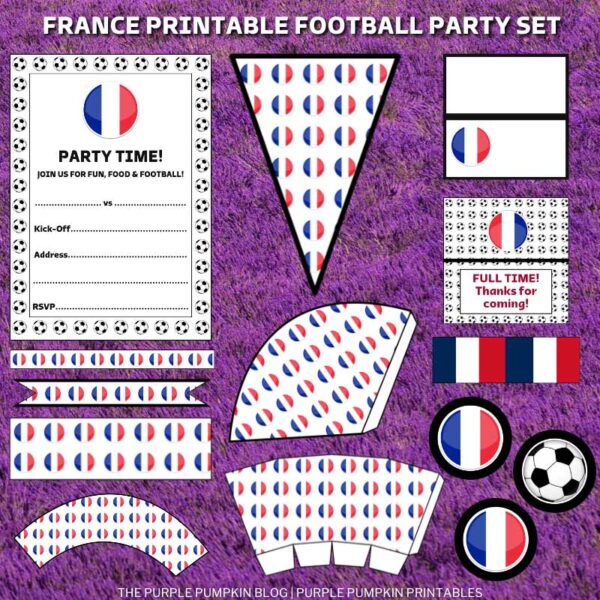 France Printable Football Party Set