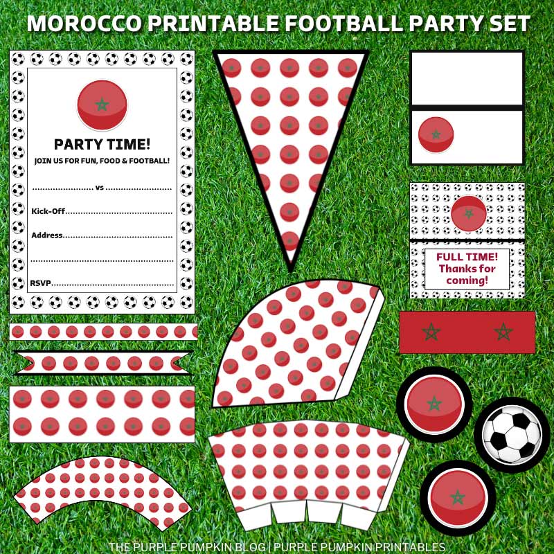 Printable Morocco Football Party Set (World Cup)