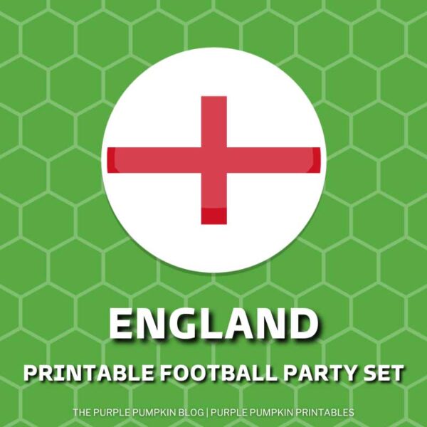 Printable Football Party Set - England