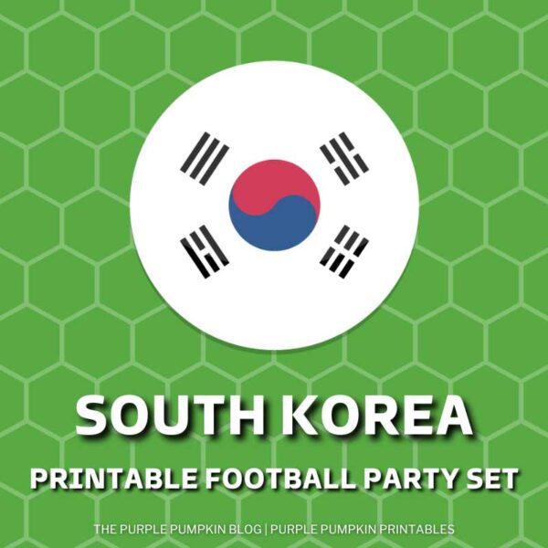 Printable South Korea Football Party Set (World Cup)