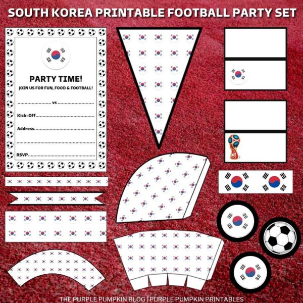 South Korea Printable Football Party Set