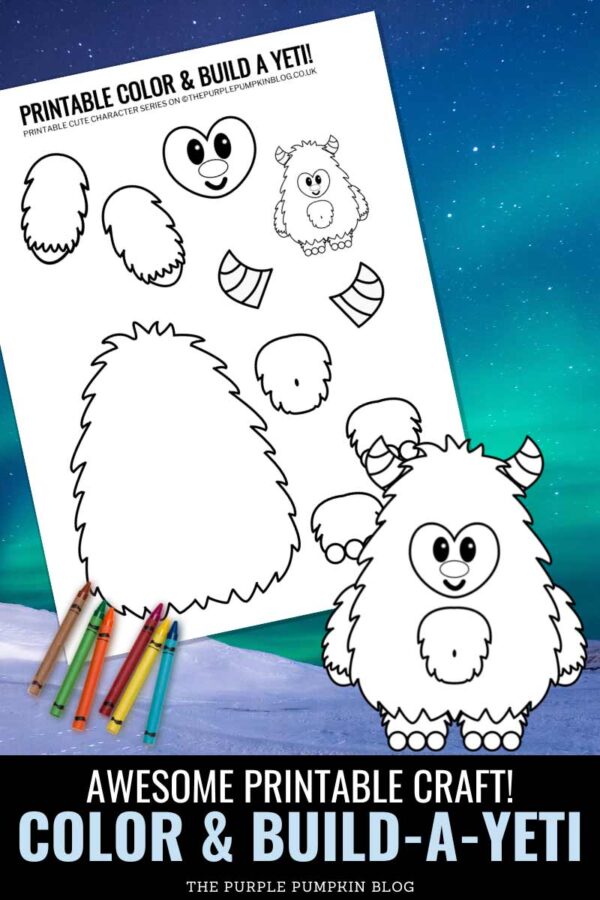 Awesome Printable Craft! Color & Build-A-Yeti