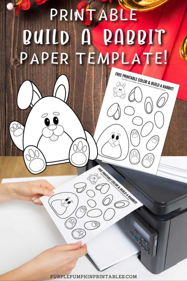 Printable Build & Color A Rabbit Paper Template
