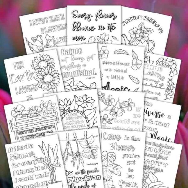 15 Printable Plants & Flower Quotes Coloring Pages
