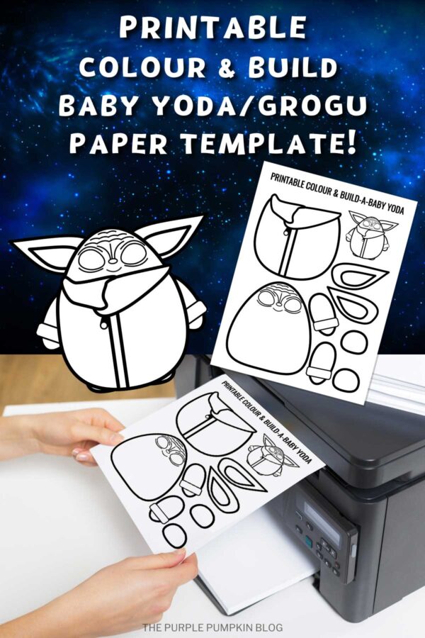 Printable Colour and Build Baby Yoda Grogu Paper Template