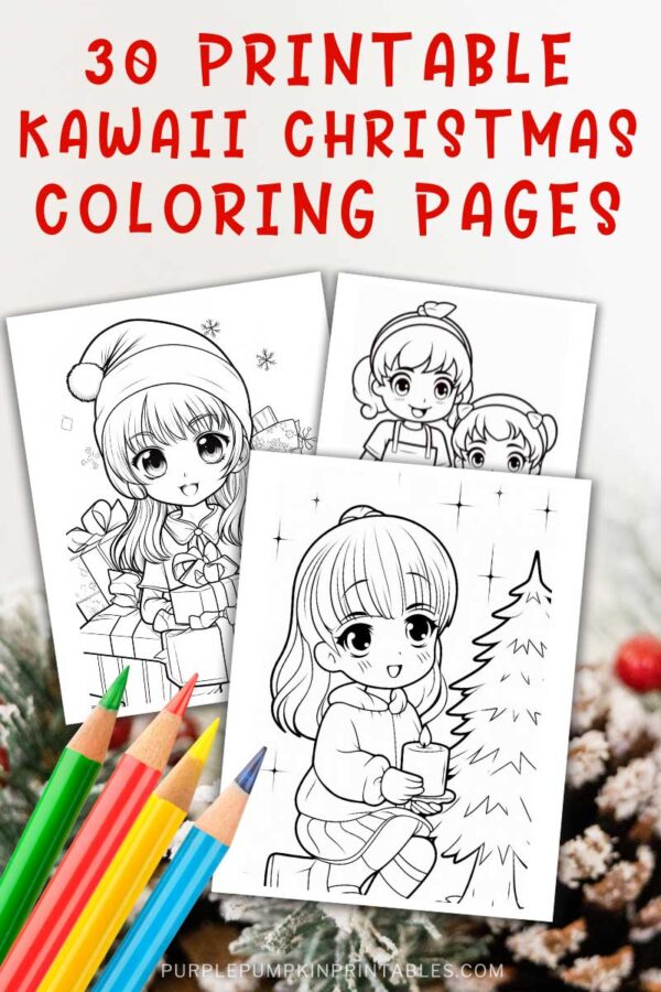30 Printable Kawaii Christmas Coloring Pages
