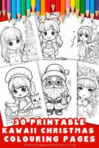 30 Printable Kawaii Christmas Coloring Pages
