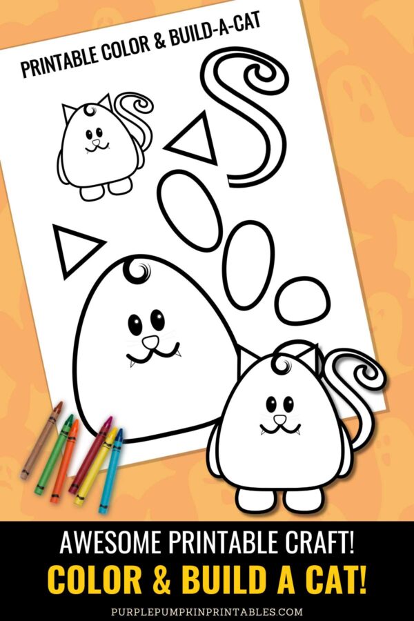 Awesome Printable Craft! Color & Build a Cat!