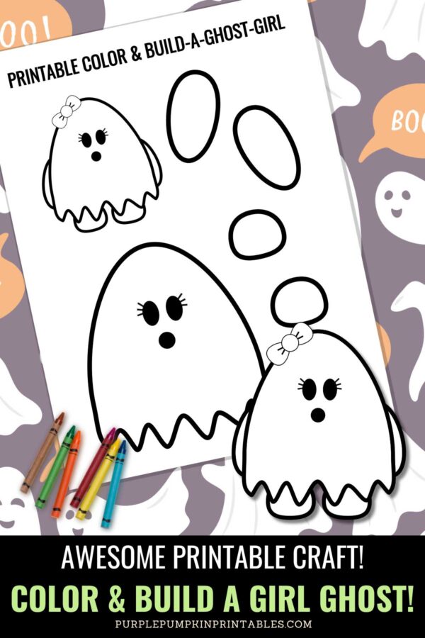 Awesome Printable Craft Color & Build a Girl Ghost