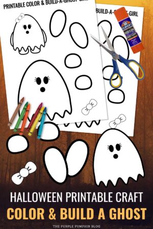 Halloween Printable Craft Color & Build a Girl Ghost
