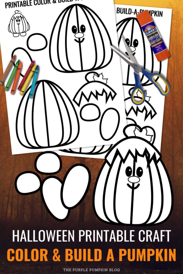 Halloween Printable Craft Color & Build a Pumpkin